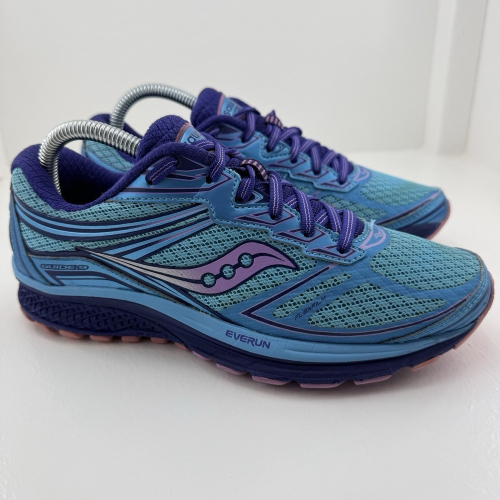 Saucony Guide 9 Womens Size 8 Blue Purple Running Shoes Sneakers S10295-5 Everun - Picture 7 of 13
